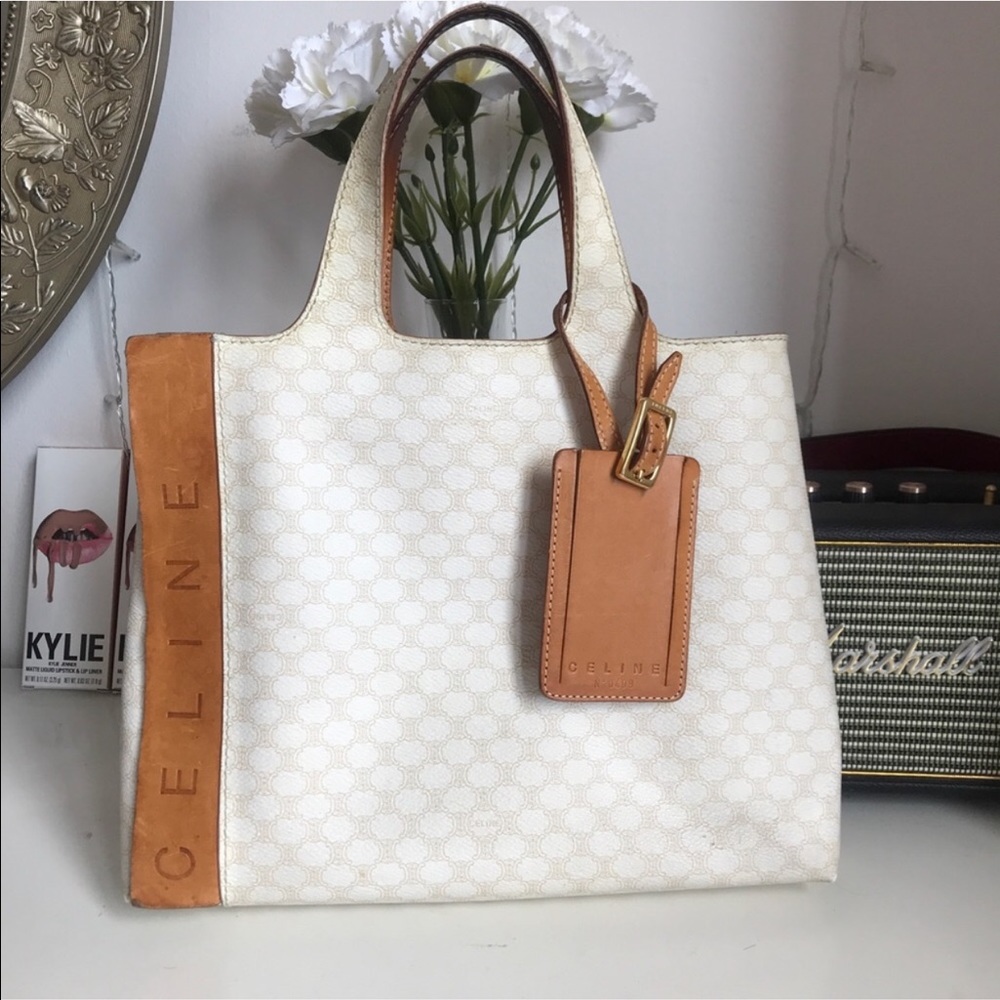 Celine vintage tote bag white /beige